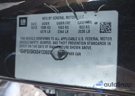 2014 Buick Verano Leather Group из США, поврежденный, VIN 1G4PS5SKXE4133607